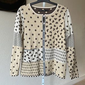 Gudrun Sjoden rare 100% organic cotton unique shapes hearts cardigan